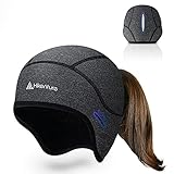 HIKENTURE Fahrrad-Mütze Damen Winter Mit Zopf-Loch - Unterhelm für Fahrradhelm und Skihelm - E-Bike-Zubehör Warme Mütze