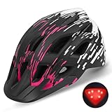 Fahrradhelm Erwachsene mit Visier und LED, Fahrradhelm Herren Damen mit 21 Belüftungsöffnungen, MTB Mountainbike Helm Radhelm Cityhelm Urban Fahrrad Helm 57–61 cm (BlackRose)