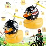 WiDream 2 Stück Gelbe Ente Auto Ornament, Ente Fahrrad Bell, Gummi Gelb Ente Auto Ente Mit Propellerhelm und Befestigungsband, Gelbe Gummiente Auto Accessoires für Auto Fahrrad Ornament
