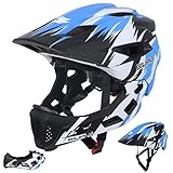 Kinderhelm 2in1 Integriert Fahrradhelm Kinder 3-8 Jahre Junge Fullface Helm mit Abnehmbarem 56-56cm BMX MTB Fahrradhelm Kinder Motorradhelm