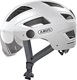 ABUS Stadthelm Hyban 2.0 ACE - Fahrradhelm mit Visier, Licht und ABS-Hartschale - für Damen und Herren - Weiß, Größe M​