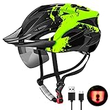 RaMokey Fahrradhelm mit Licht für hohe Sicherheit - Urban Helm, Fahrradhelm für Herren Damen mit Abnehmbarer Magnetische Schutzbrille Visier, Fahrrad Helm mit 18 Belüftungskanäle Radhelm (57-62cm)